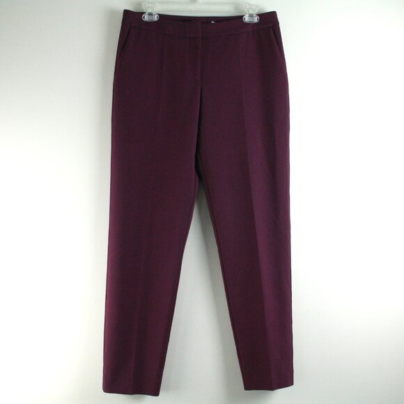 Hugo Boss Atiluna Burgundy Slim Fit Mid Rise Trouser Ankle Pants IT 40 US 4 NWT - Picture 1 of 6